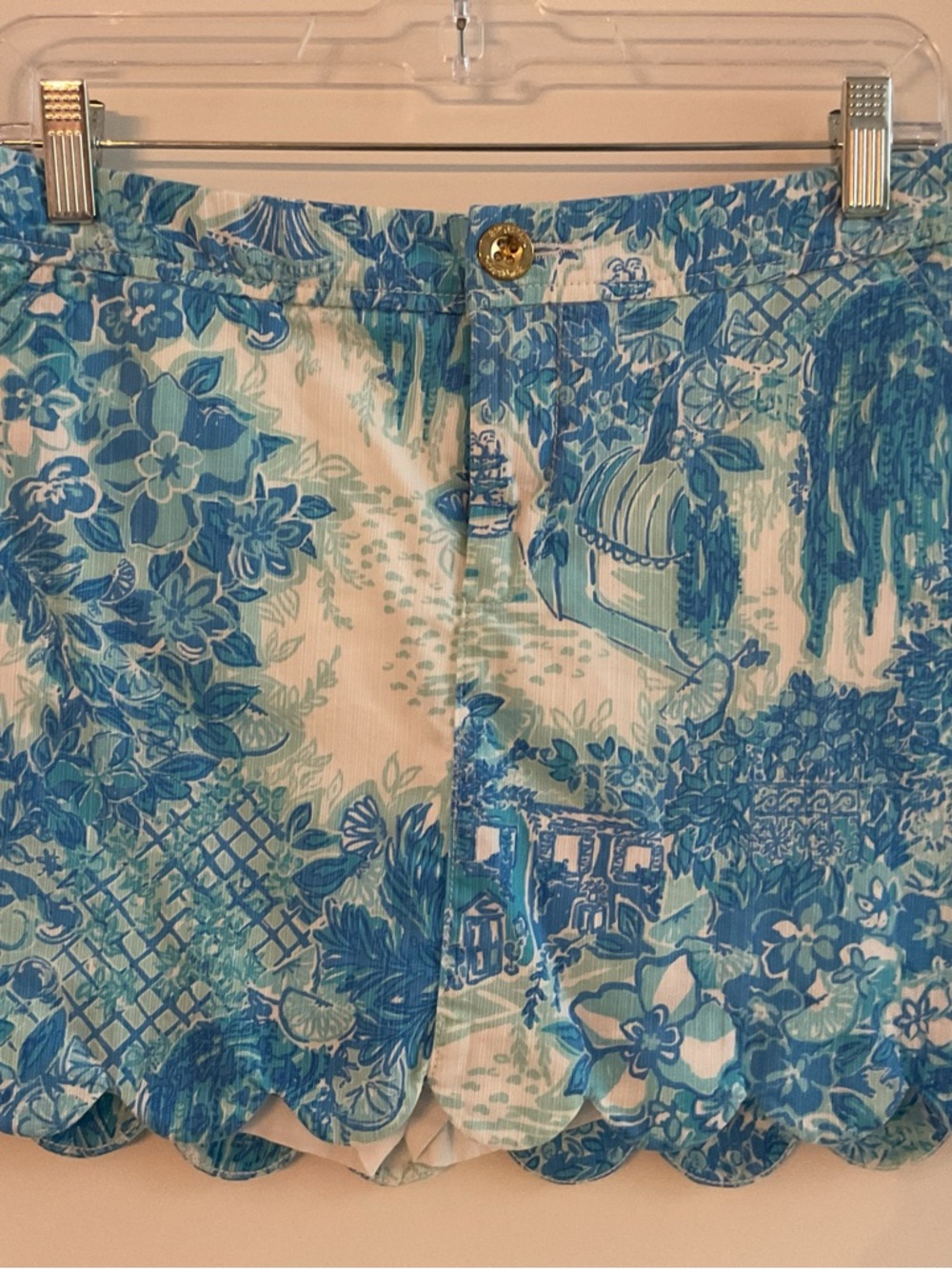 Lilly Pulitzer Blue and White Floral Mini Skirt